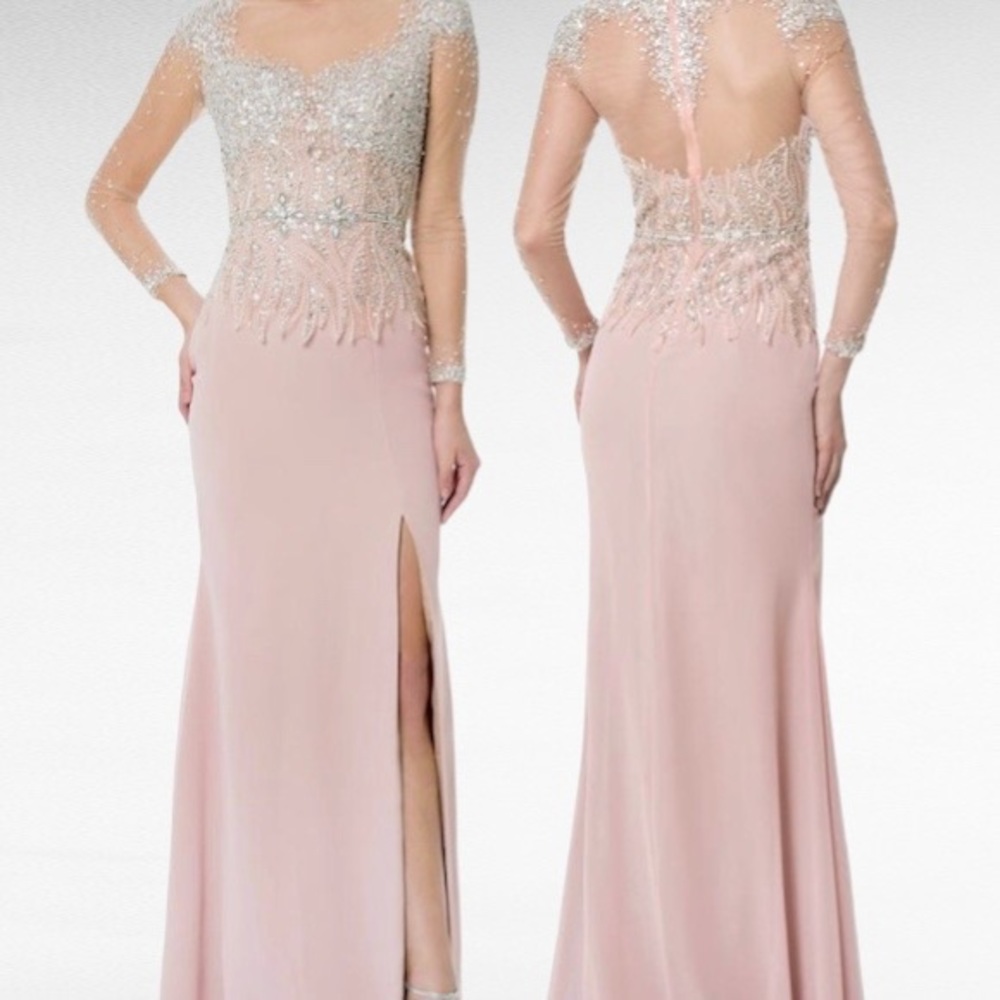TERANI COUTURE | Blush Pink Divinity Bridal Sequins& Beads Formal Maxi Gown